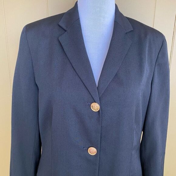 Evan Picone women 12 wool blend fully lined vintage  3 gold buttonup blazer - Picture 12 of 14